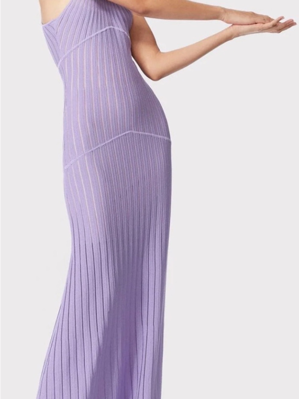 Herve Leger Lilac Ribbed Maxi Dress